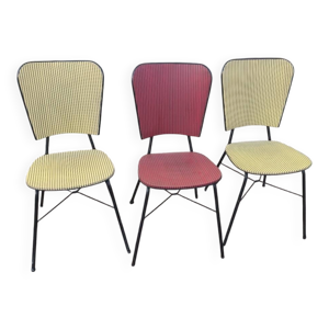 Lot de 3 chaises vintage - rouge