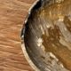 Ashtray, circular dish or plate in grey-orange petrified wood D25.5