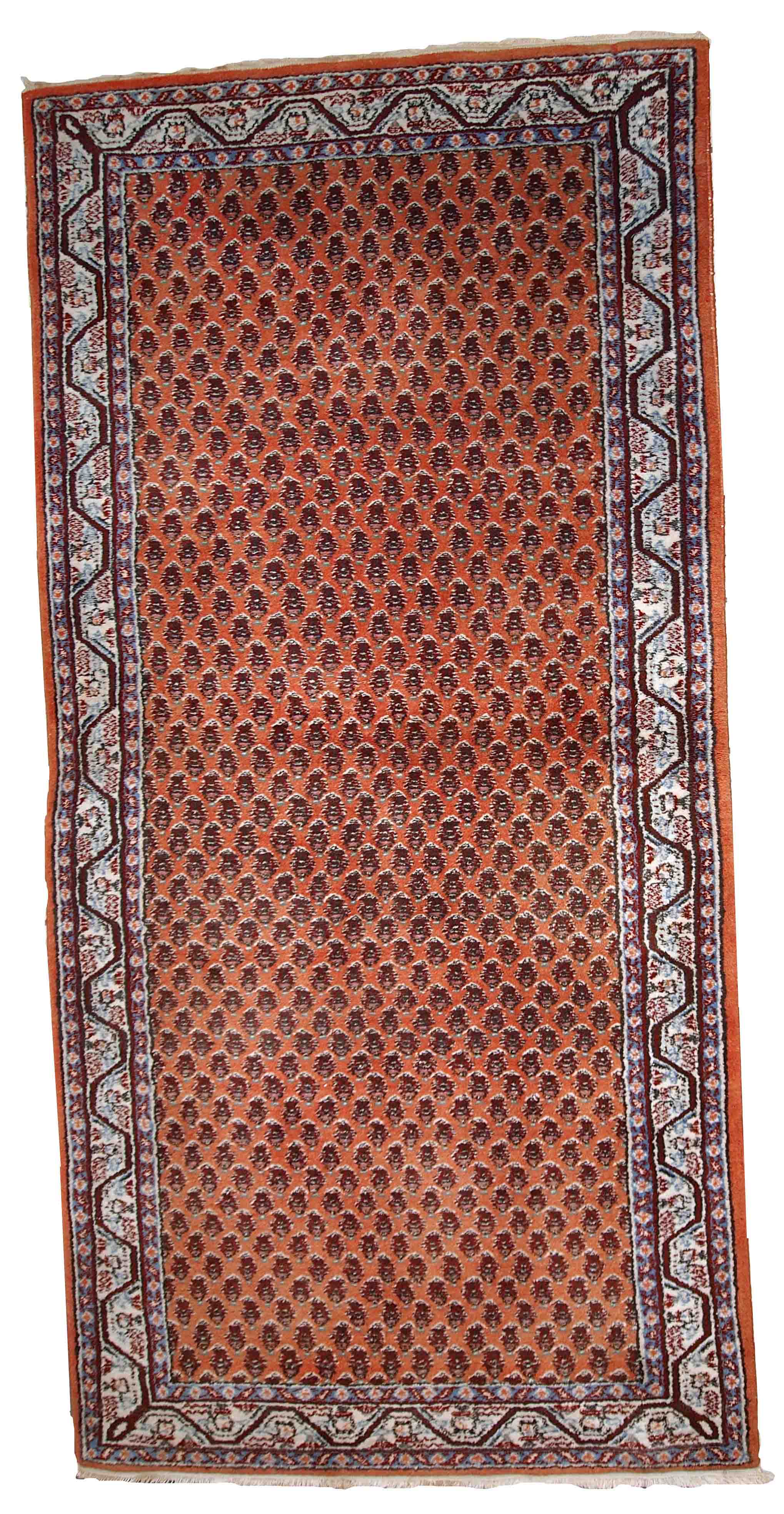 Vintage indian carpet seraband handmade 94cm x 194cm 1980s, 1c742