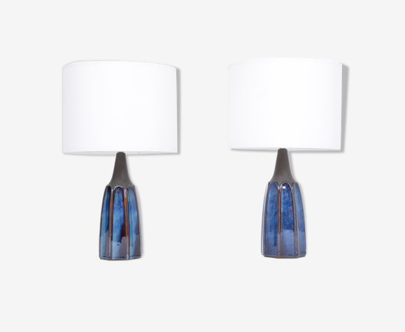 Paire de lampes de table en grès bleu modèle 1042 par Einar Johansen pour Søholm