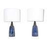 Pair of Tall Blue Stoneware Table Lamps Model 1042 by Einar Johansen for Søholm