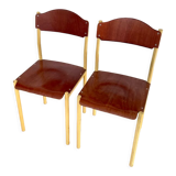 Pair of vintage industrial chair metal & wood, 1980