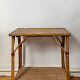 Rattan and cork side table