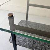 table basse en verre et métal noir, 1950