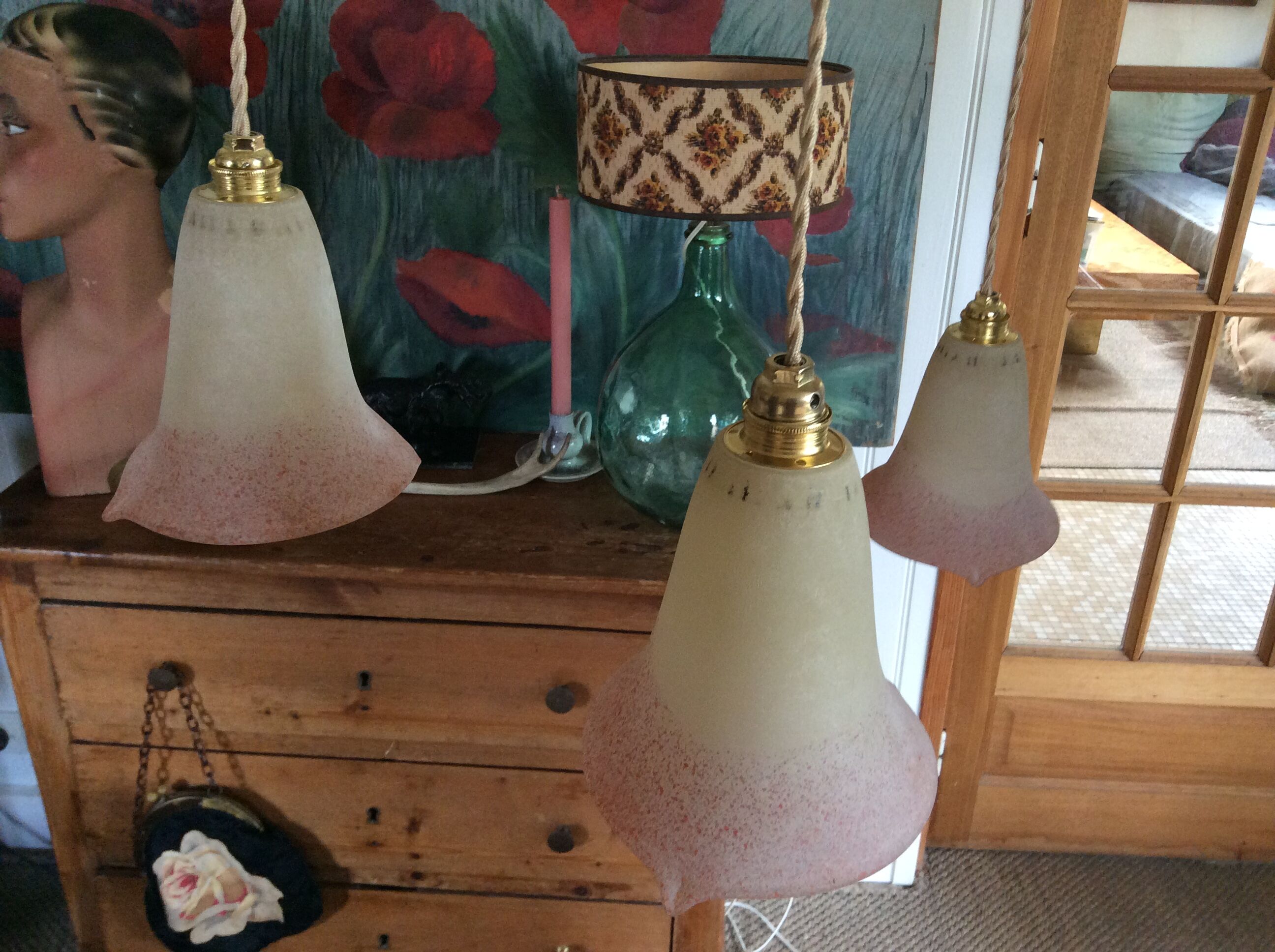 Trio of vintage suspensions