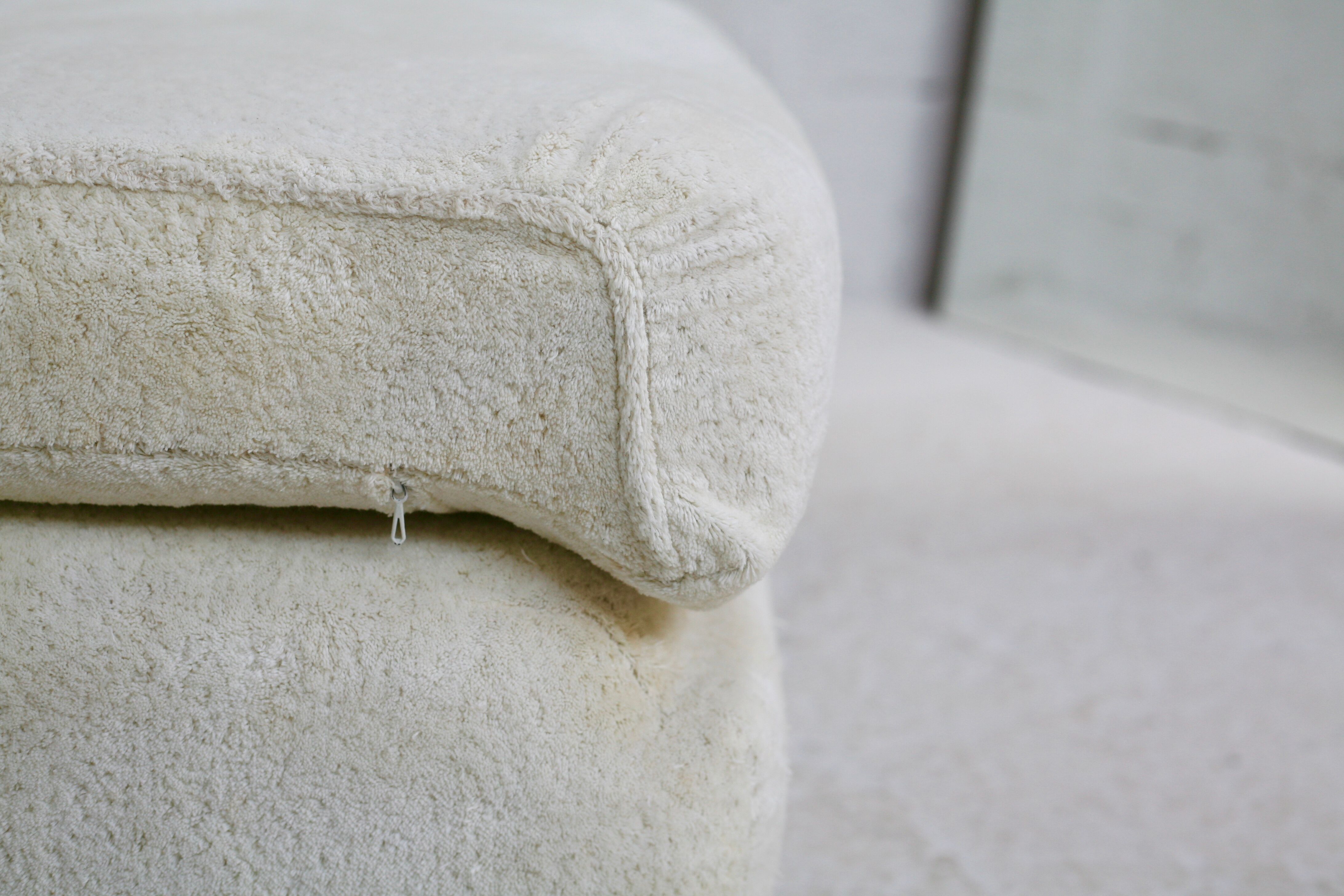 Sofa formed by 2 heaters. Foam, velvet "cream". Steiner. France, Circa 1970
