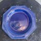 4 octagonal flat plates terre de Provence blue ceramic glazed vintage