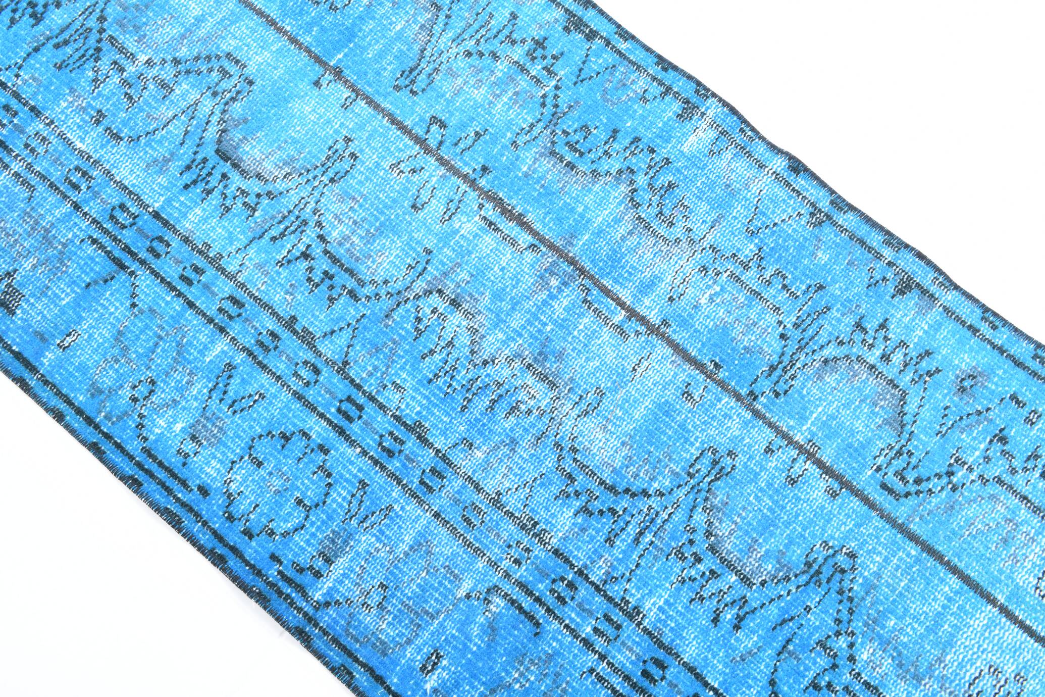 2x9 Vintage Light Blue Kitchen Runner Rug, 65x276Cm