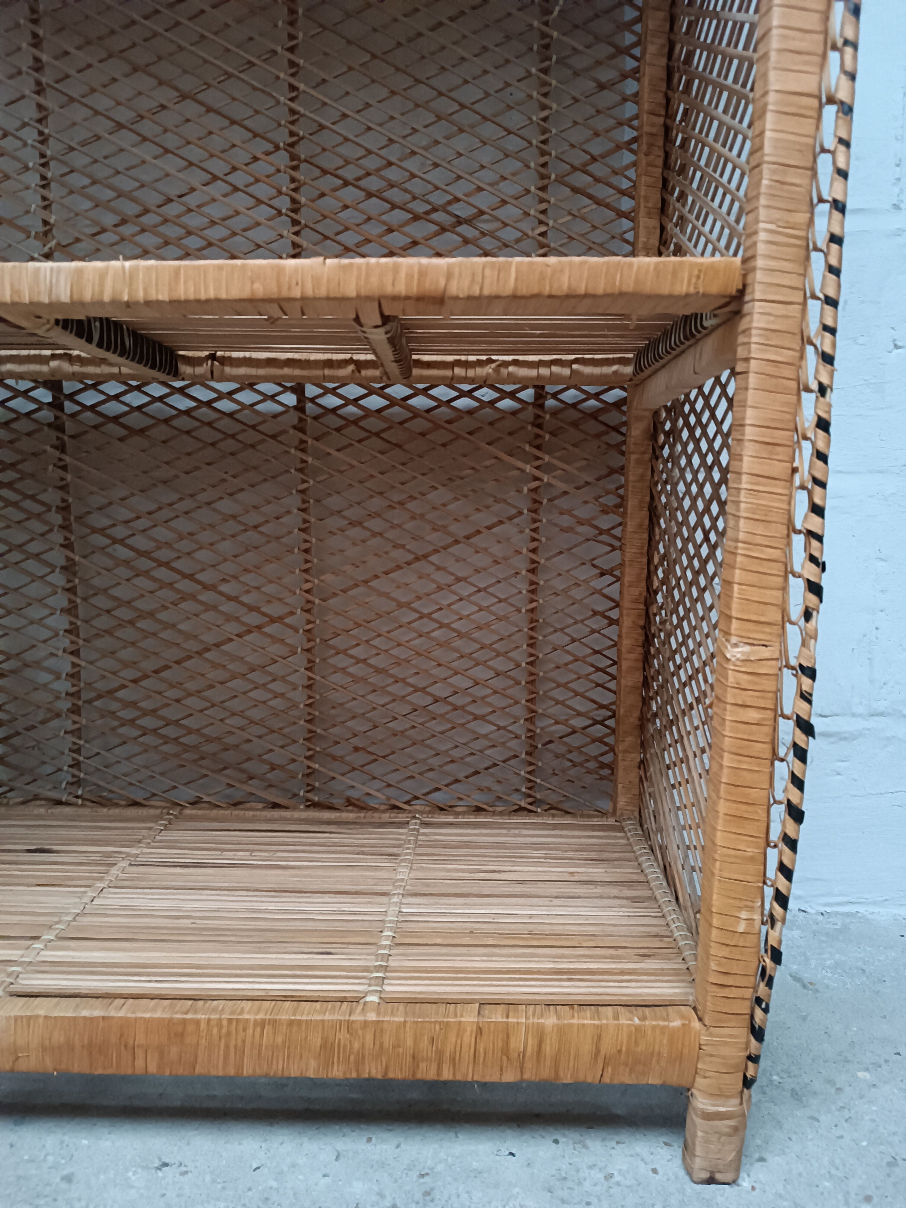 Vintage rattan bookcase