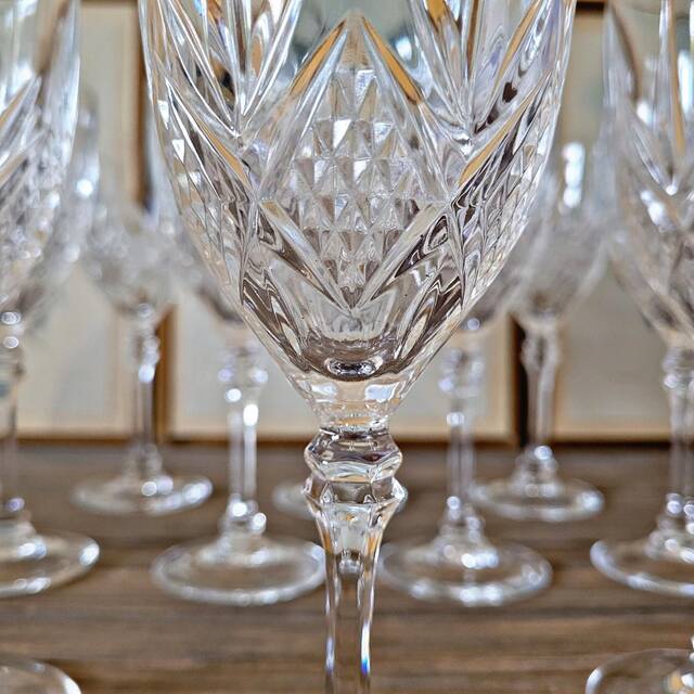 Chiseled wine glasses Cristal d'Arques Fontenay model (10 glasses)