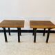 paire de petites tables d'appoint en chêne et métal
