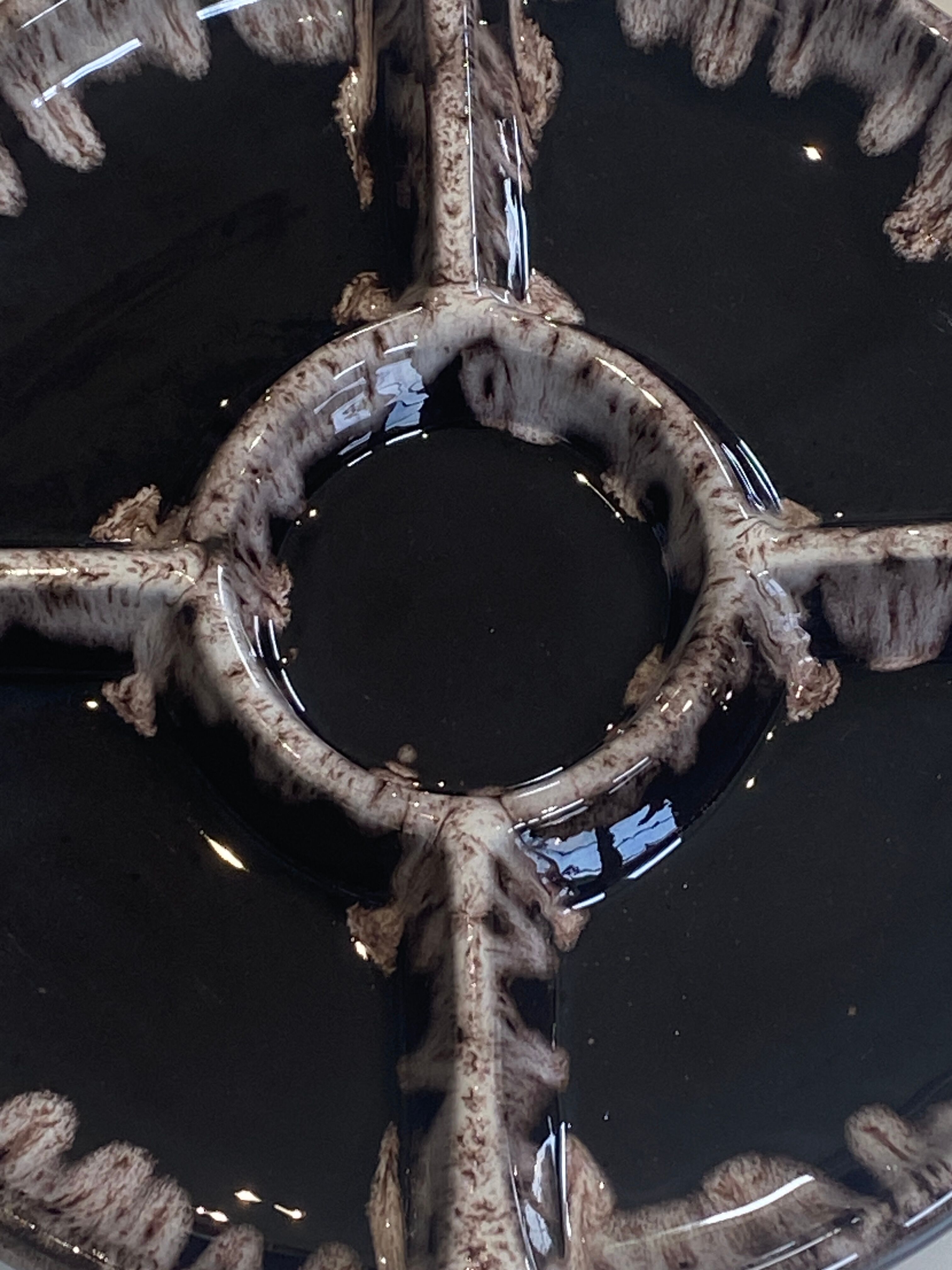 Large compartmented dish, ceramic, M. Giuge, Vallauris