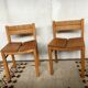 Pair of straw and elm chairs