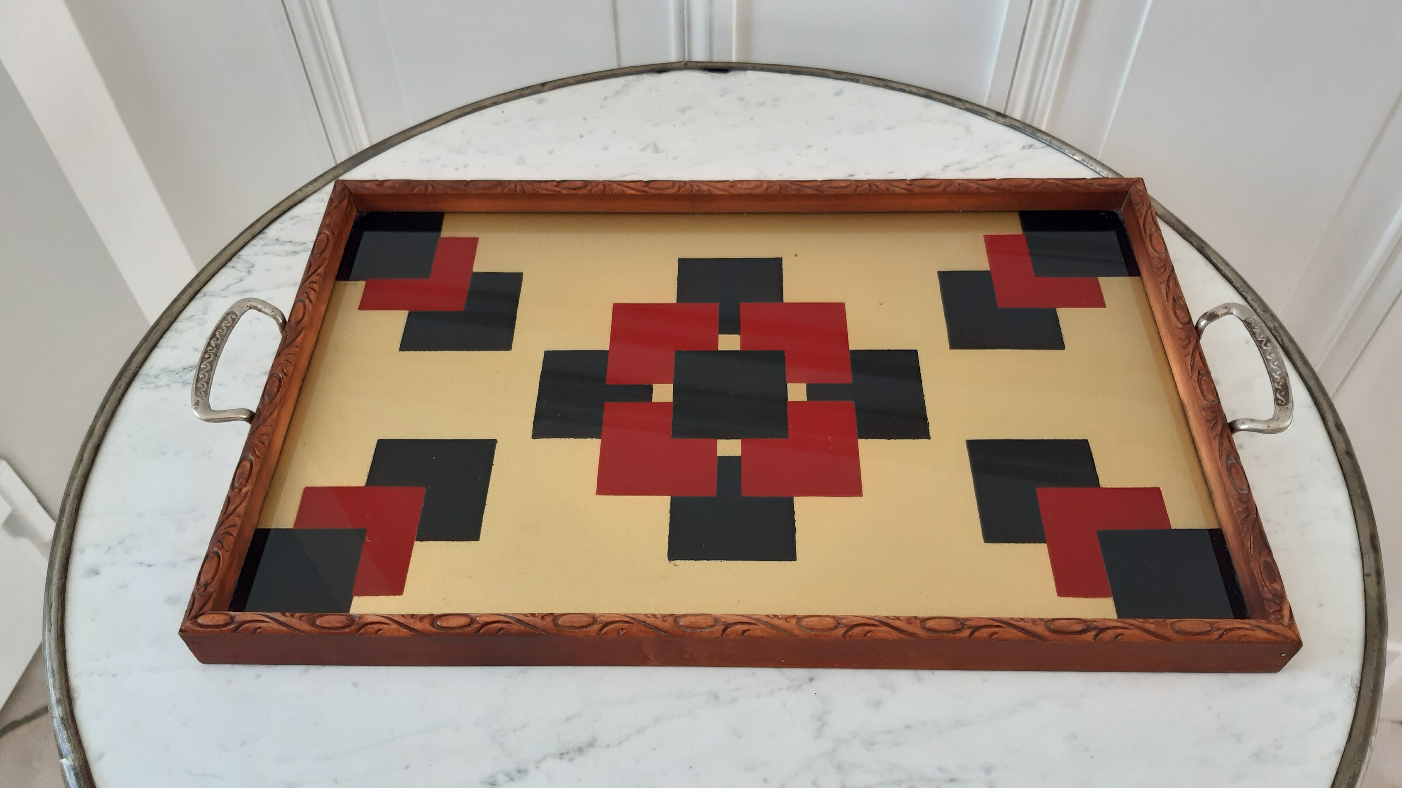 Art deco tray with geometric patterns 30s