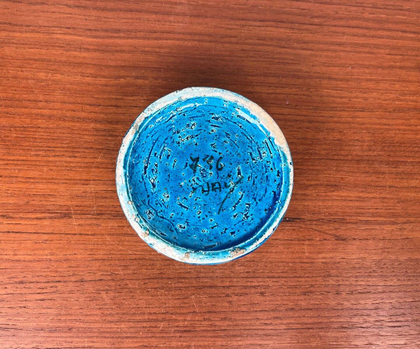 Mid-Century Modern Rimini Blu Pottery Candleholder by Aldo Londi for Bitossi, Italy, 1960s