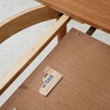Round extending table, light oak, East Germany, 1960s