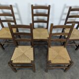 Série de 5 chaises brutalistes