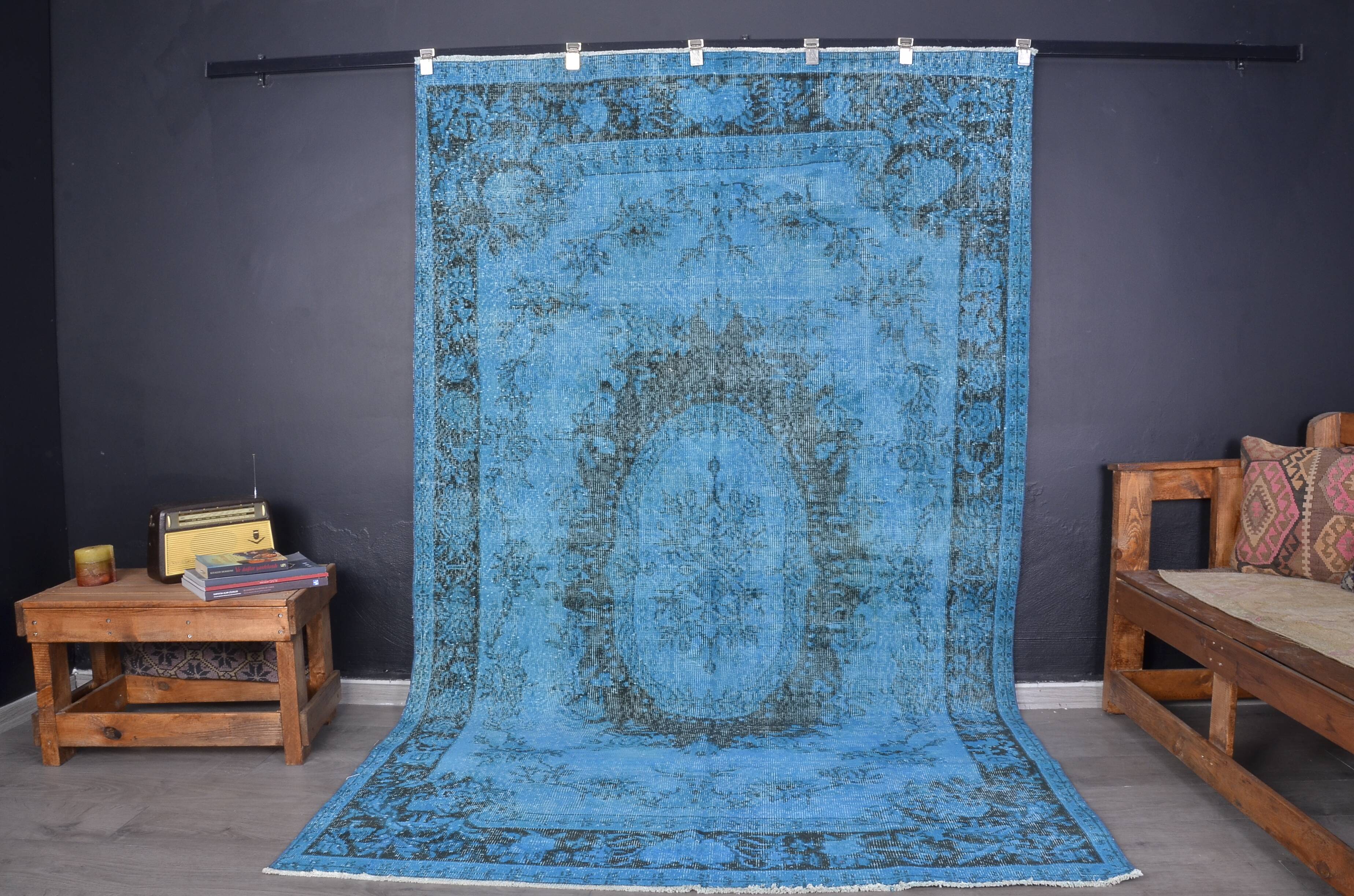 Blue Vintage Anatolian Floral Rug sku 2350