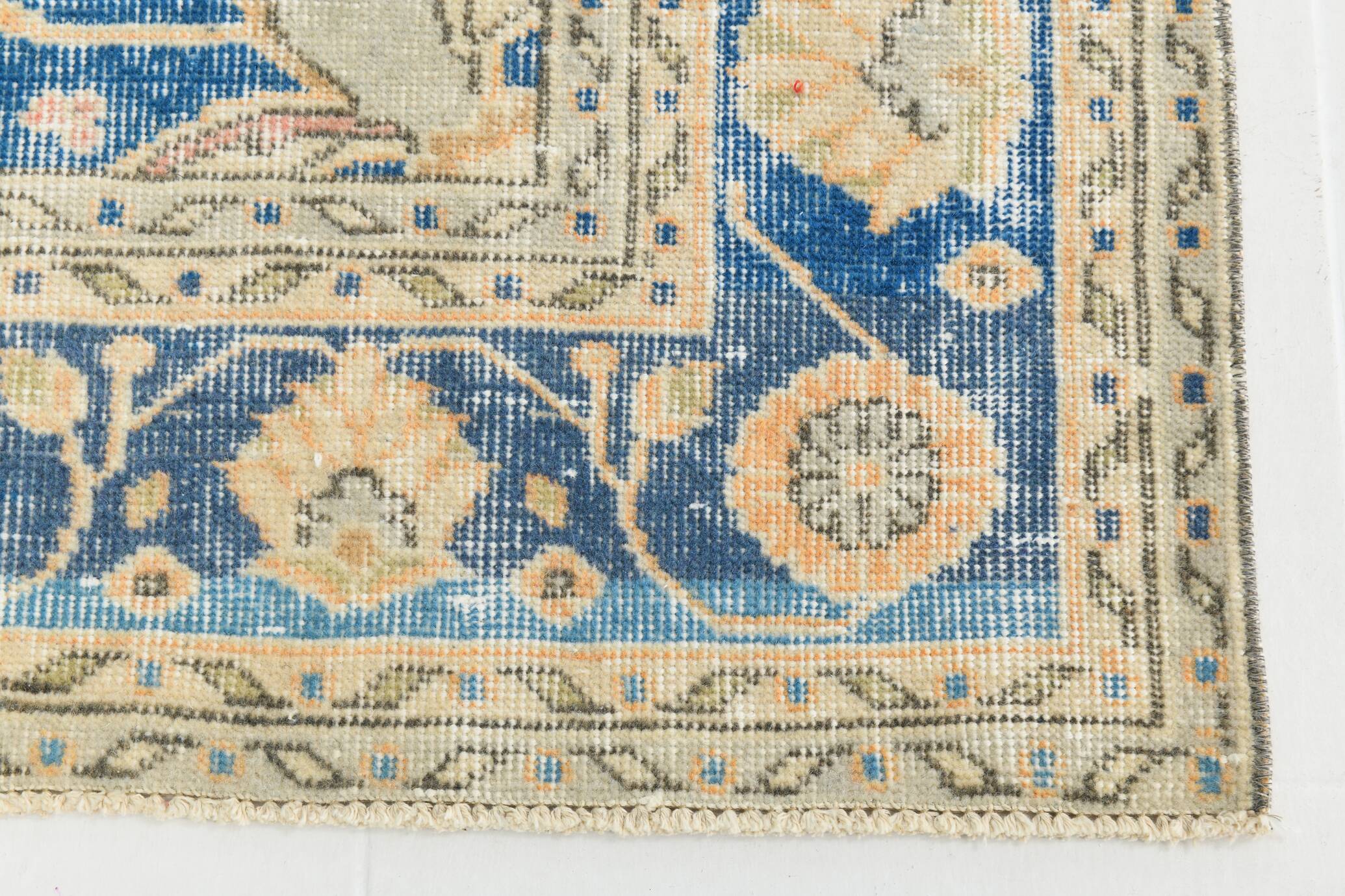 7x10 Orange and Blue Vintage Persian Rug, 206x294 Cm