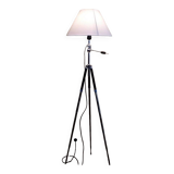 large floor lamp created with old black and chrome photo tripod