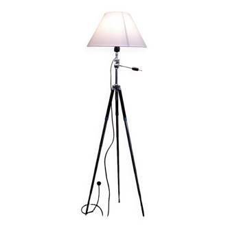 large floor lamp created with old black and chrome photo tripod