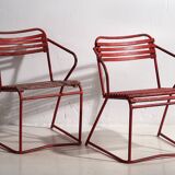 Anciennes chaises de jardin rouges (c.1920). Ensemble de 4 pièces #37