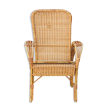 Rattan armchair with reclining backrest