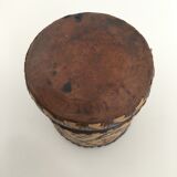 Lot of 2 ethnic leather-wrapped bottles and box