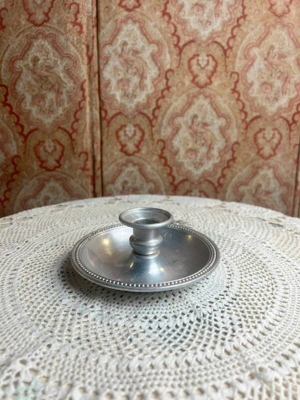 Silver aluminum hand candle holder