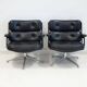 Paire de fauteuils de direction en cuir noir de Charles and Ray Eames