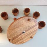 Set of six oak wood coquetiers 60/70s