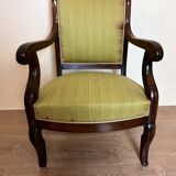 Pretty Empire period office armchair in mahogany with patterned tapestry