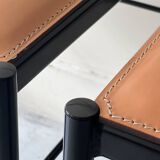 Set of 4 designer chairs in metal and cognac leather by Arrben Italy