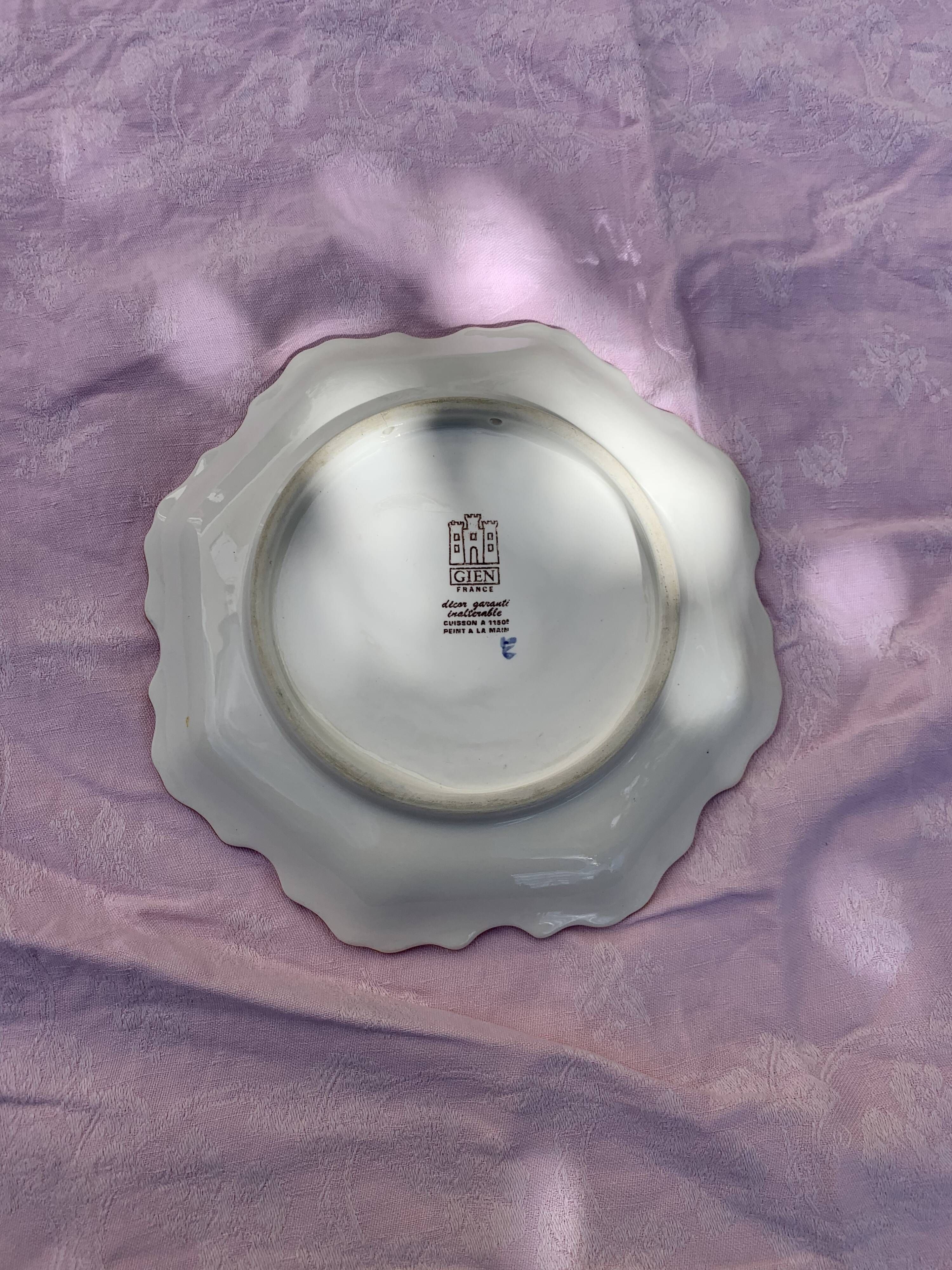 Collection plate gien france peonies, hand painted, vintage