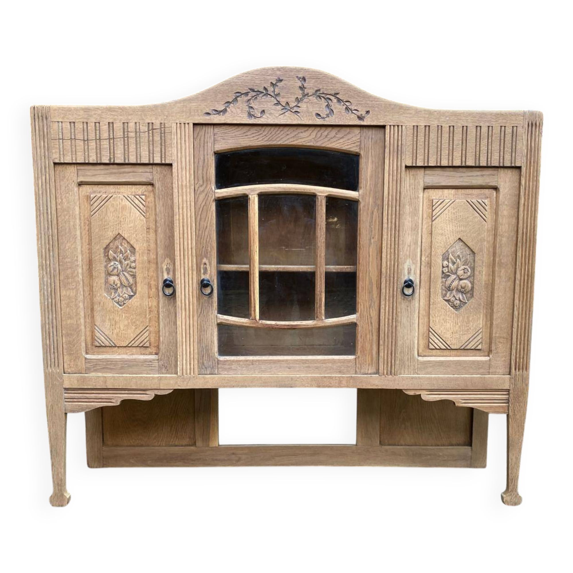 Vintage solid wood art deco 1940s display cabinet