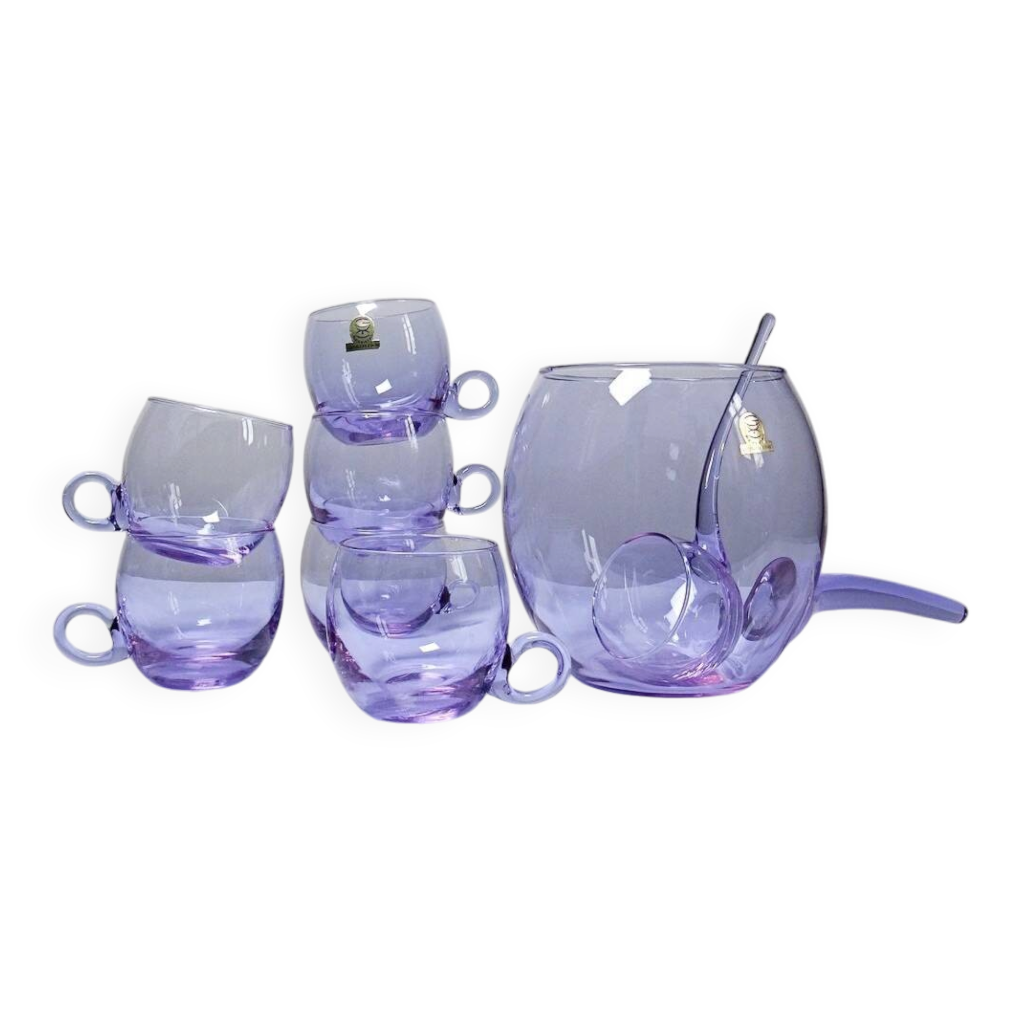 Vintage 70s Alexandrite Crystal Sangria/Punch Set "Bleikristall"