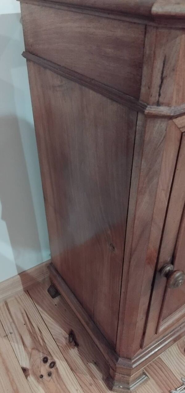 Ancienne table de chevet style Louis Philippe en bois et marbre