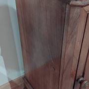 Ancienne table de chevet style Louis Philippe en bois et marbre