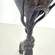 Copper Vase with Wrought Iron Snake and Leaves attr. to Alessandro Mazzucot