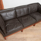 Scandinavian couch in leather and teak 1963