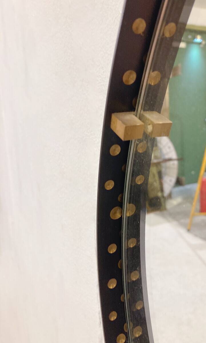 Mid-Century Modern Brass and Steel Drop-Shaped Mirror, Italy, 1970s