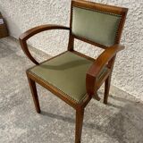 Pair of green velvet bridge armchairs