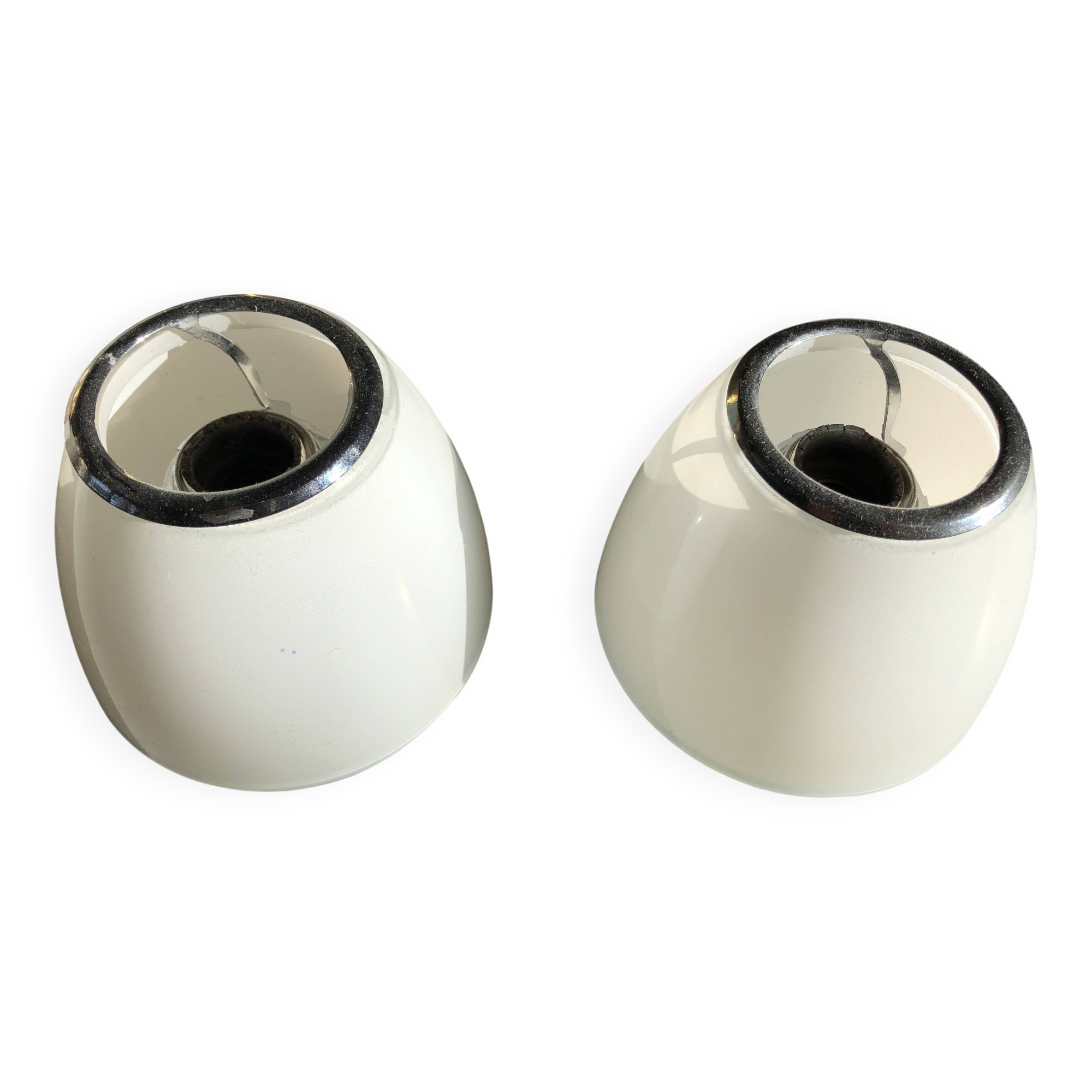 Pair of wall lights/White opal glass & Metal/Design Artémide/G Gismondi