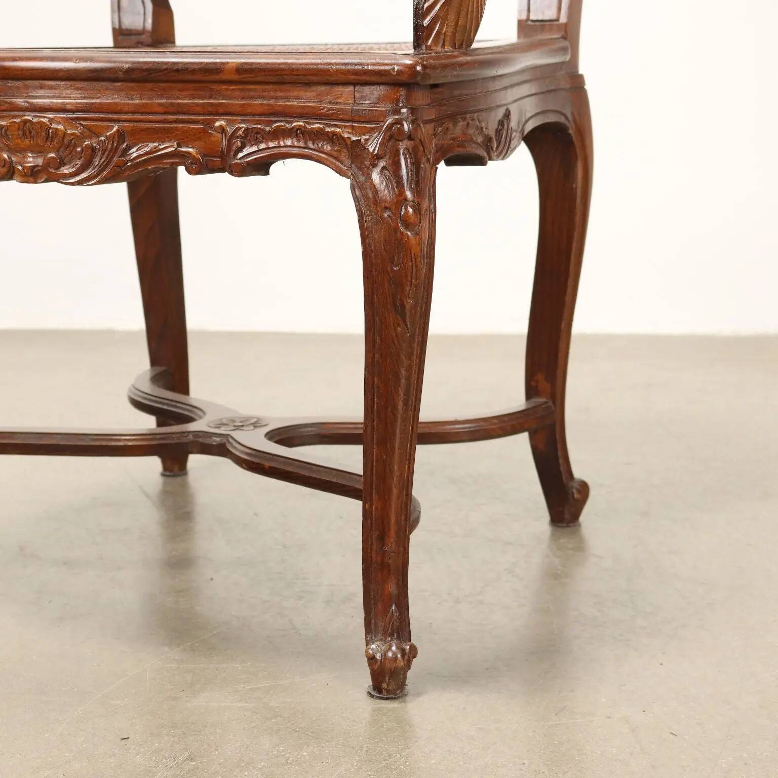 Antique baroque-style armchair in beech, France, 20th century