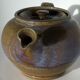 La Borne iridescent blue sandstone teapot signed