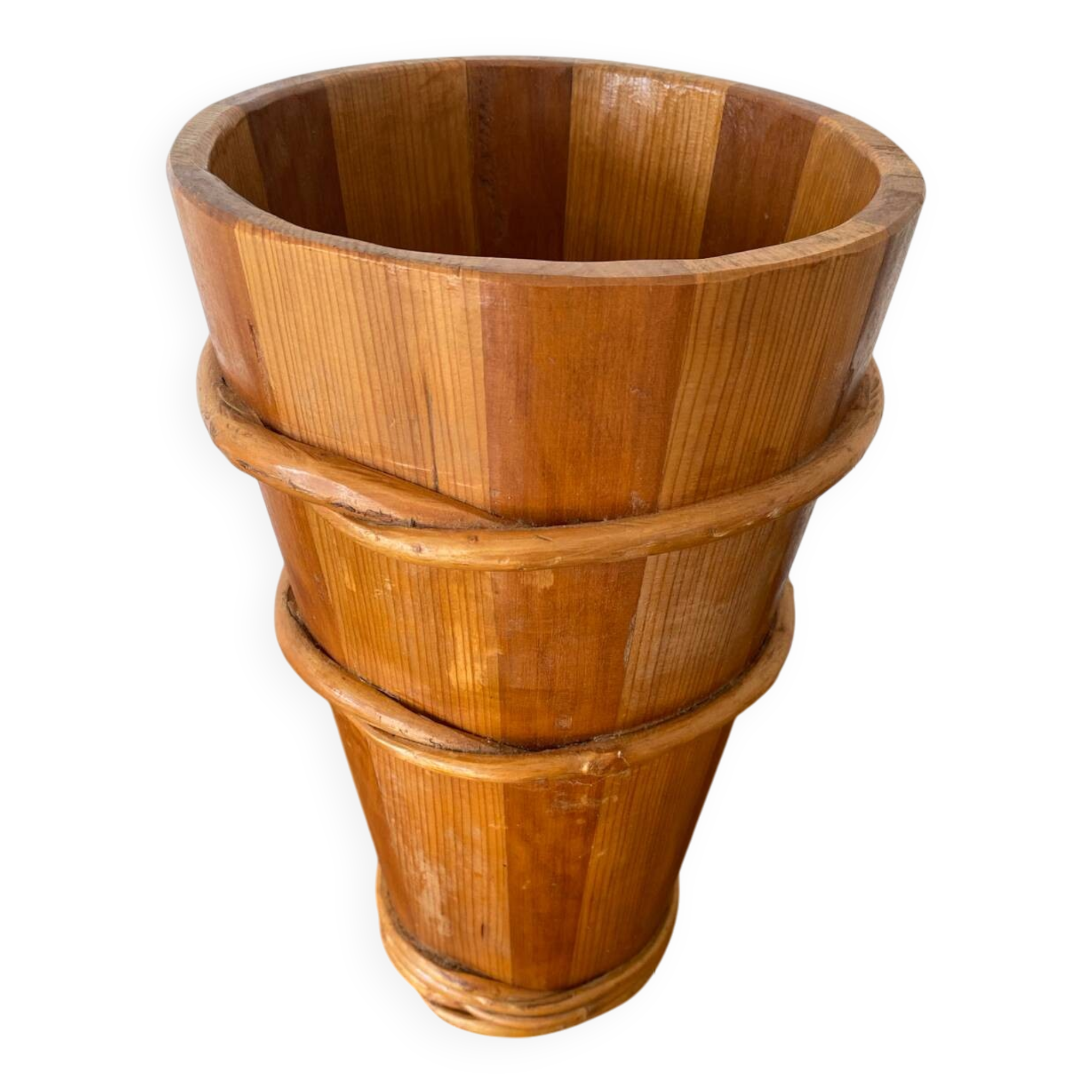 Antique Wooden Barrel Style Umbrella Stand Vintage Decor