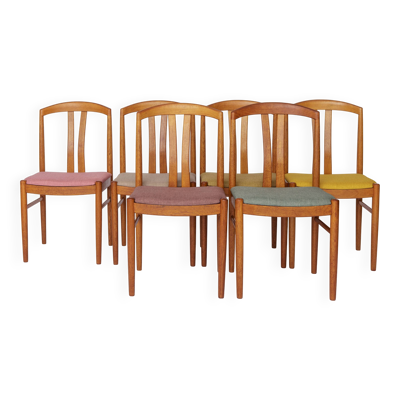 6 chaises Carl Ekström sur 12 – Chaise de salle à manger en teck, style suédois moderne du milieu du XXe siècle