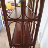 Vintage bookcase-5-level shelf-wood, bamboo and rattan-bentwood style-80s