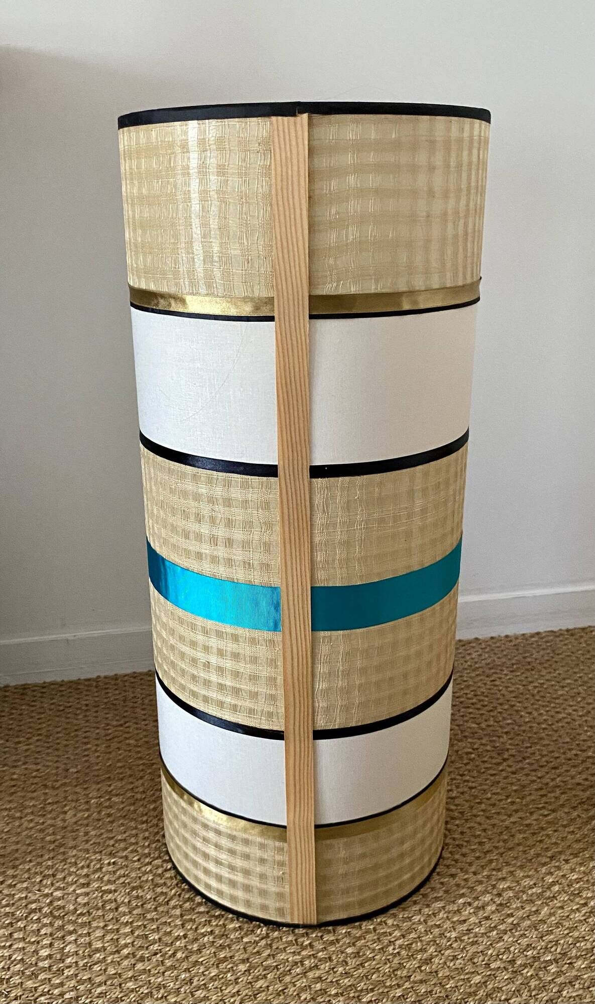 Solid oak floor lamp with contemporary shade