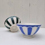 Pair of bowls, Sarreguemines earthenware, geometric design.